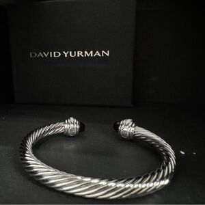 David Yurman Twisted Silver Bracelet with Black Accents